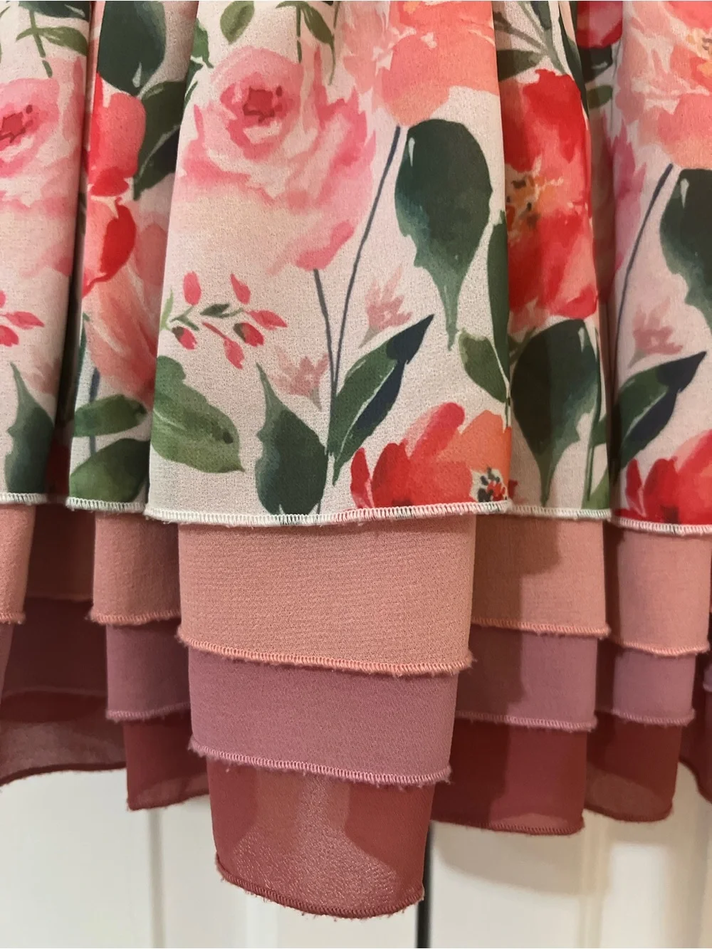 Cheeky plum Pink Floral Tiered Long-Sleeve Dance Leotard